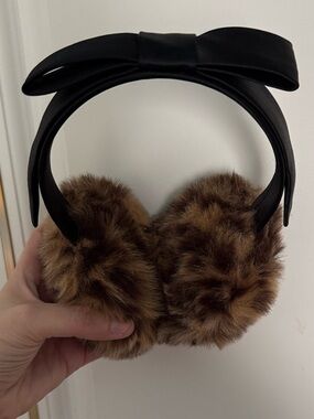 kate spade Black Headband with Brown Faux Fur Ear Pads